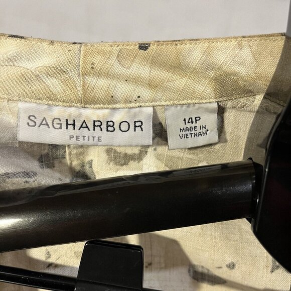 SAGHARBOR Blazer Jacket Floral Pattern Stained Coller Petite Size 14p - Picture 2 of 3